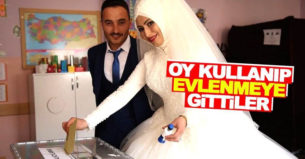 Samsun'da gelin damat alkışlar eşiliğinde oy kullandı