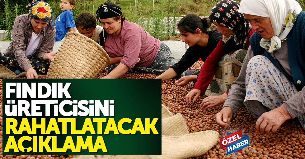 Fındık üreticisini rahatlatacak açıklama