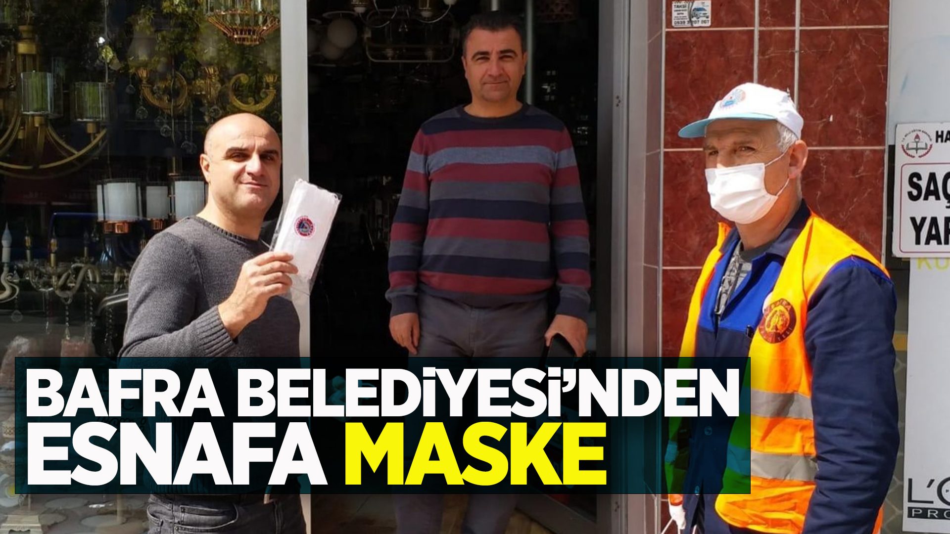 Bafra Belediyesi'nden esnafa maske