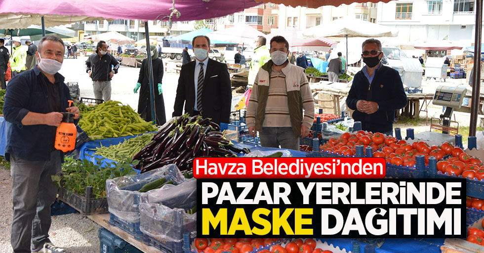 Havza Belediyesi'nden pazar yerlerinde maske dağıtımı