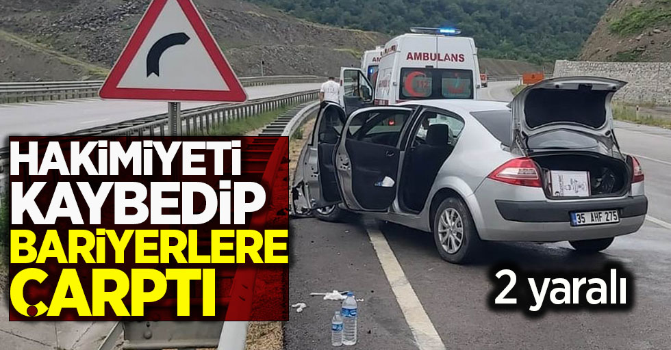 Hakimiyeti kaybedip bariyerlere çarptı! 2 yaralı