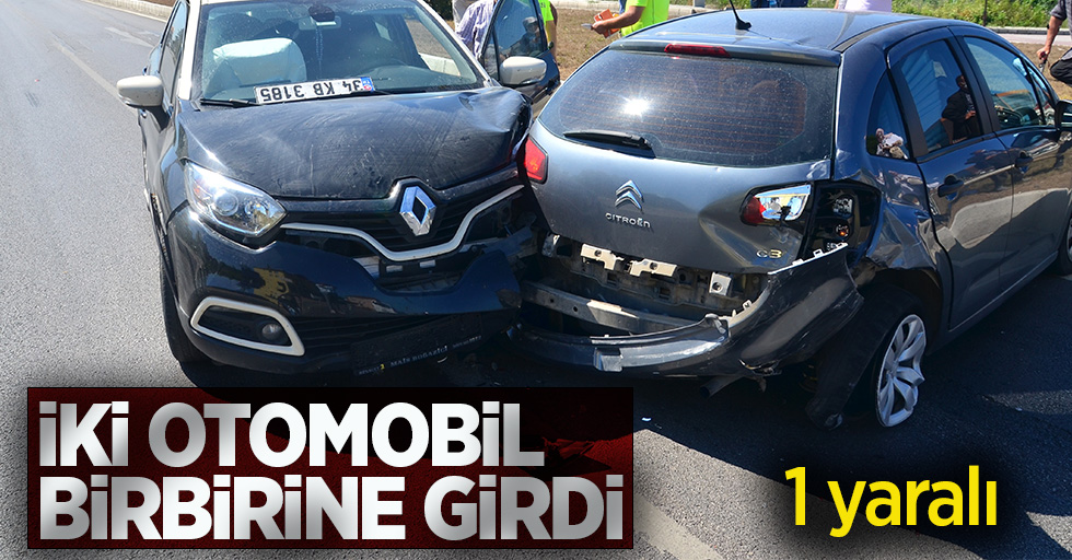 İki otomobil birbirine girdi!1 yaralı