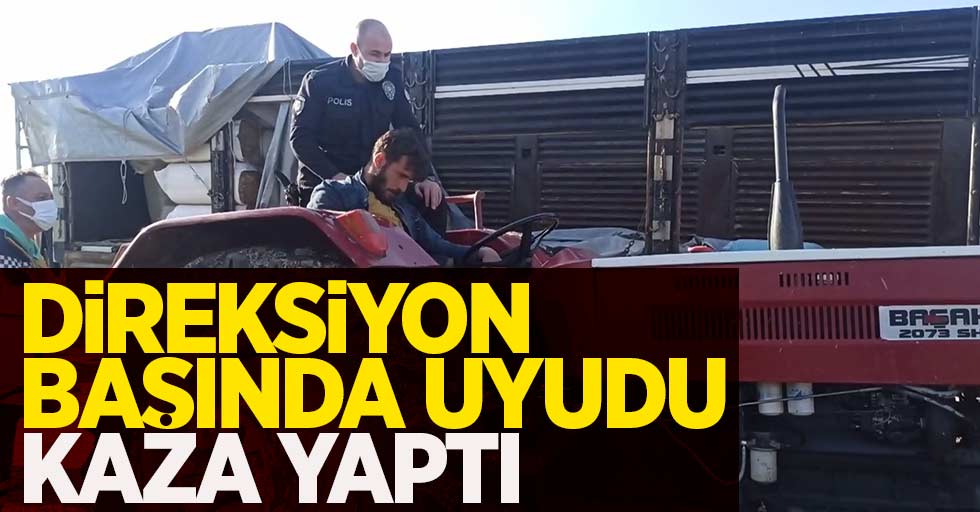 Direksiyon başında uyudu kaza yaptı