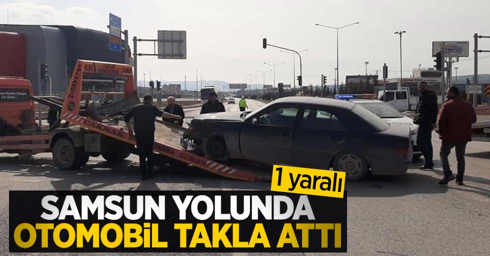 Samsun yolunda otomobil takla attı: 1 yaralı