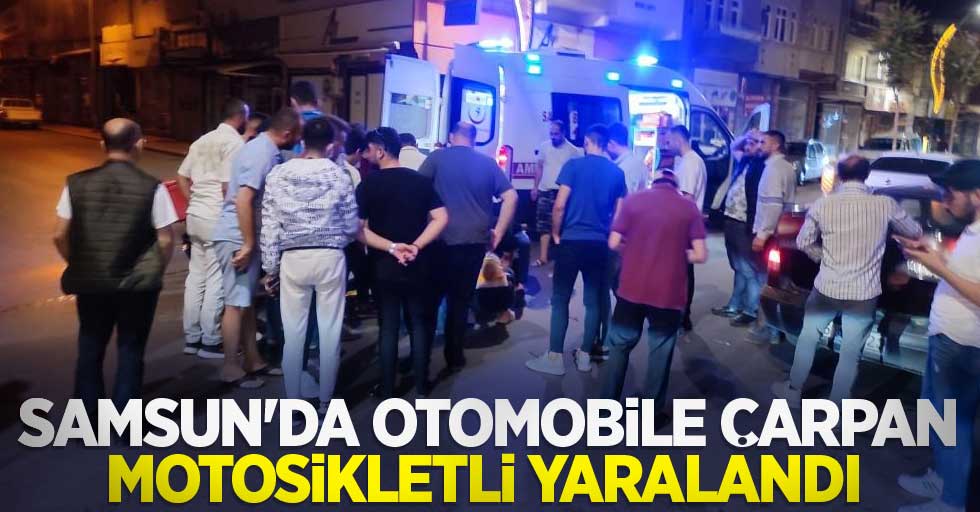 Samsun'da otomobile çarpan motosikletli yaralandı