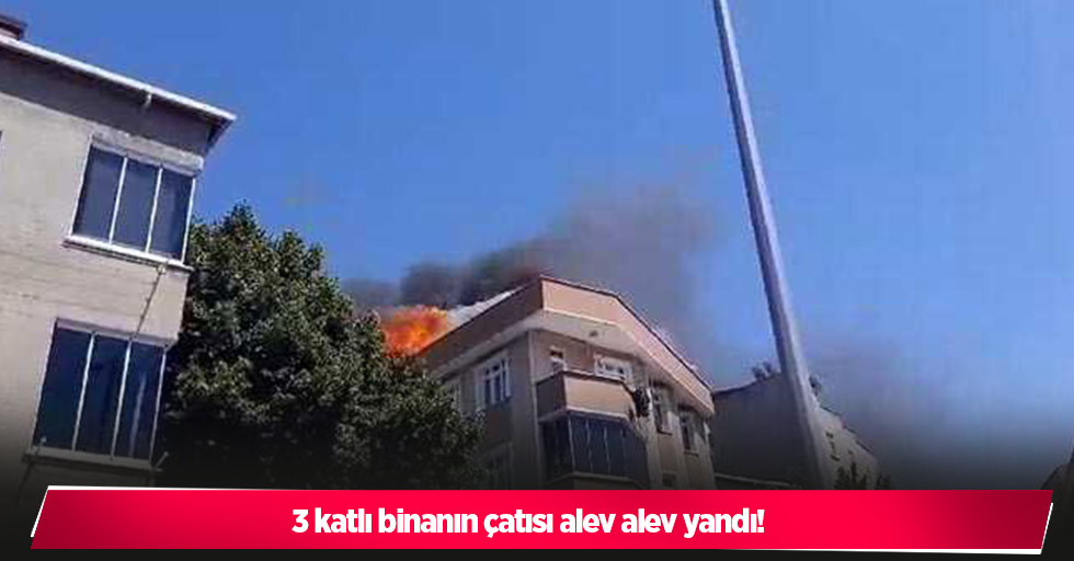 3 katlı binanın çatısı alev alev yandı!