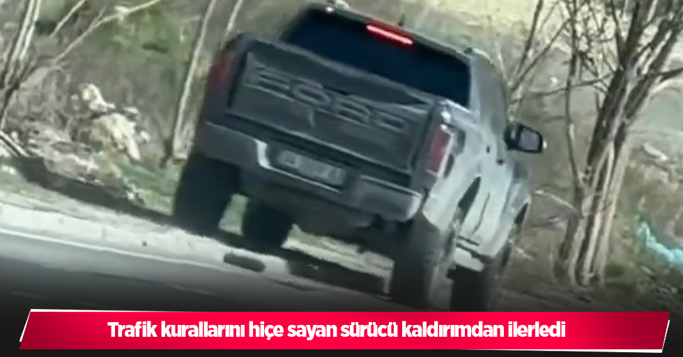 Trafik kurallarını hiçe sayan sürücü kaldırımdan ilerledi