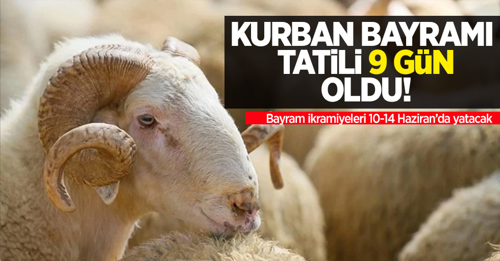 Kurban bayramı tatili 9 gün oldu! Bayram ikramiyeleri 10-14 Haziran'da yatırılacak