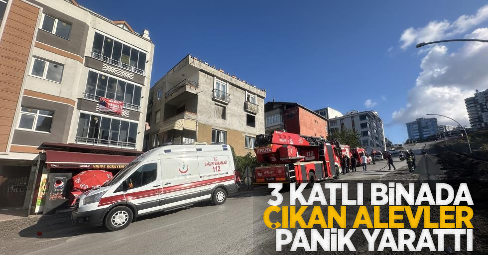 3 katlı binada çıkan alevler panik yarattı