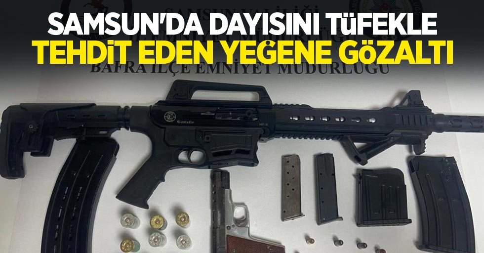 Samsun'da dayısını tüfekle tehdit eden yeğene gözaltı