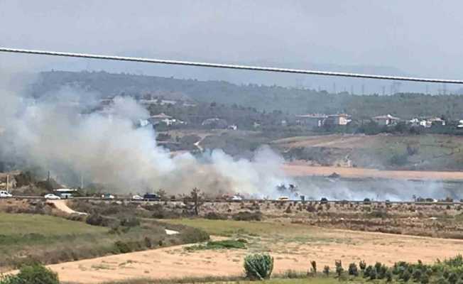 Sigara izmariti yangına neden oldu, dumanlar karayolunu kapladı