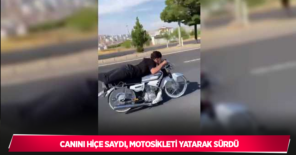 Canını hiçe saydı, motosikleti yatarak sürdü