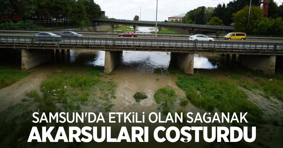 Samsun'da etkili olan sağanak, akarsuları coşturdu