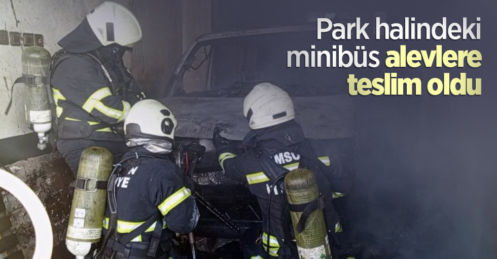 Park halindeki minibüs alevlere teslim oldu