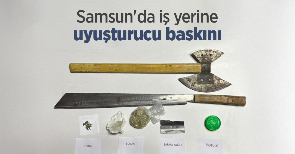 Samsun'da iş yerine uyuşturucu baskını