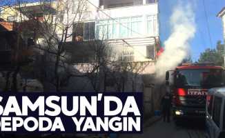 Samsun'da depoda yangın çıktı