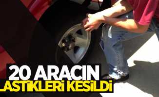 Samsun'da 20 aracın lastikleri kesildi