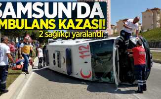 Samsun'da ambulans kazası! 2 sağlıkçı yaralandı.