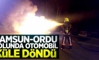 Samsun-Ordu yolunda otomobil küle döndü