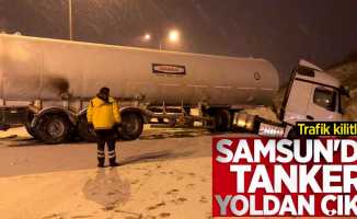 Samsun'da tanker yoldan çıktı! 