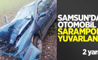 Samsun'da otomobil şarampole yuvarlandı  2 yaralı