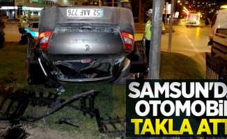 Samsun'da otomobil takla attı 