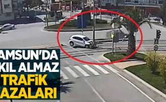 Samsun'da akıl almaz kazalar kameralara yansıdı