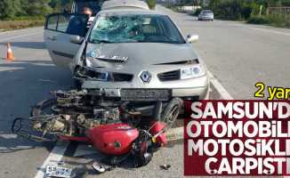 Samsun'da otomobille motosiklet çarpıştı! 2 yaralı