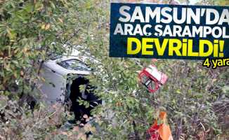 Samsun'da araç şarampole devrildi: 4 yaralı