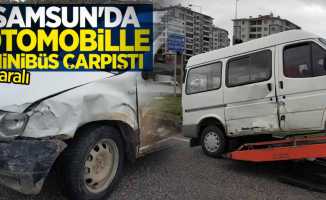 Samsun'da otomobille minibüs çarpıştı! 1 yaralı