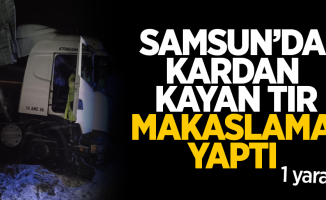 Samsun'da kardan kayan tır makaslama yaptı