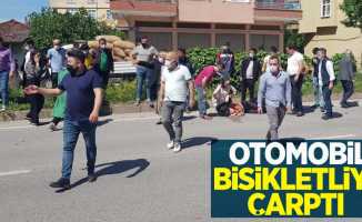 Otomobil bisikletliye çarptı