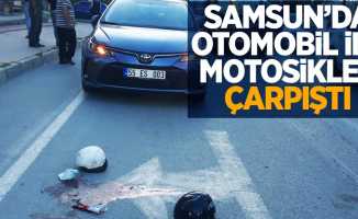 Samsun'da otomobil ile motosiklet çarpıştı