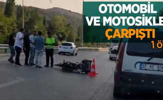 Otomobil ve motosiklet çarpıştı