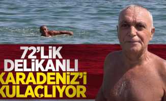 72'lik delikanlı Karadeniz'i kulaçlıyor