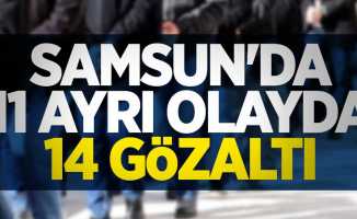 Samsun'da 11 ayrı olayda 14 gözaltı