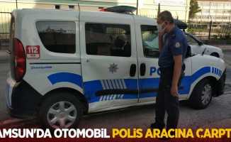 Samsun'da otomobil polis aracına çarptı