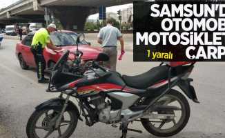 Samsun'da otomobil motosiklete çarptı: 1 yaralı