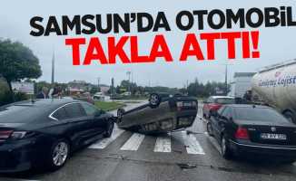 Samsun'da otomobil takla attı