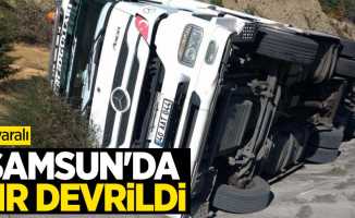 Samsun'da tır devrildi: 1 yaralı