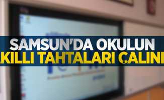 Samsun'da okulun akıllı tahtaları çalındı