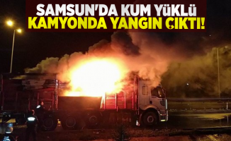 Kum Yüklü Kamyonda Yangın Çıktı!