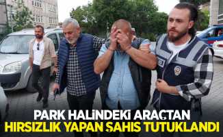 Park halindeki araçtan hırsızlık yapan şahıs tutuklandı