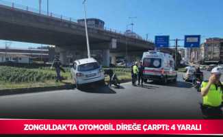 Zonguldak’ta otomobil direğe çarptı: 4 yaralı