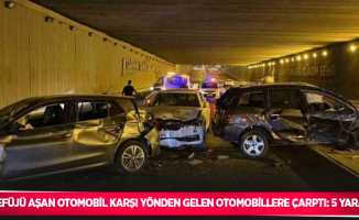 Refüjü aşan otomobil karşı yönden gelen otomobillere çarptı: 5 yaralı