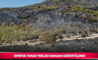 İzmir’de yanan yerler havadan görüntülendi