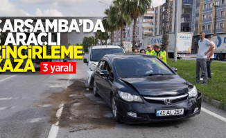 Çarşamba'da 3 araçlı zincirleme kaza: 3 yaralı