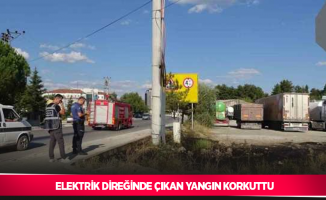 Elektrik direğinde çıkan yangın korkuttu