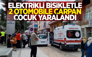 Elektrikli bisikletle 2 otomobile çarpan çocuk yaralandı