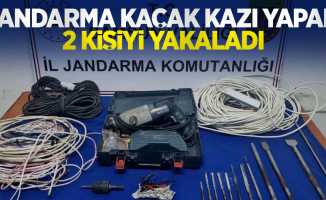 Jandarma kaçak kazı yapan 2 kişiyi yakaladı